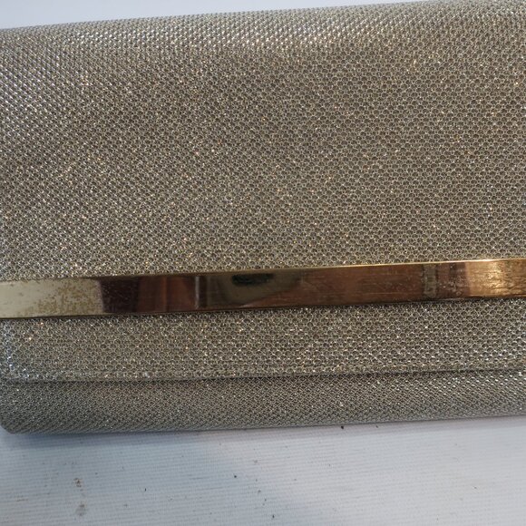 Authentic Womens Jimmy Choo Metallic Gold Shimmer Evening Clutch Handbag - Picture 3 of 16